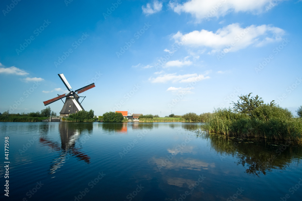 beautiful dutch windmill landscape