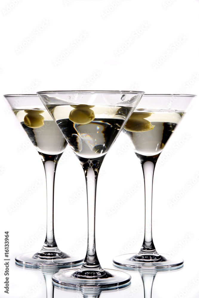 Martini glass with olive inside