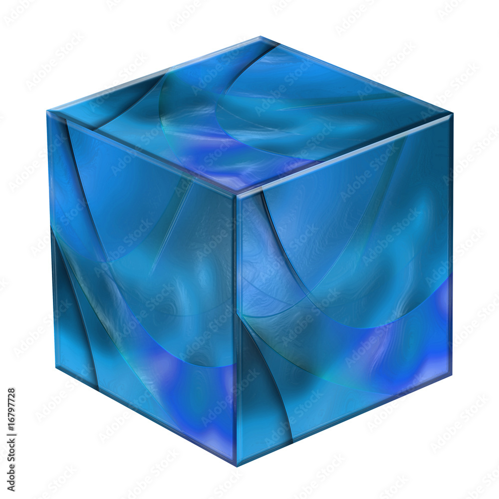 立方体蓝色彩色系列-抽象构图线条曲线