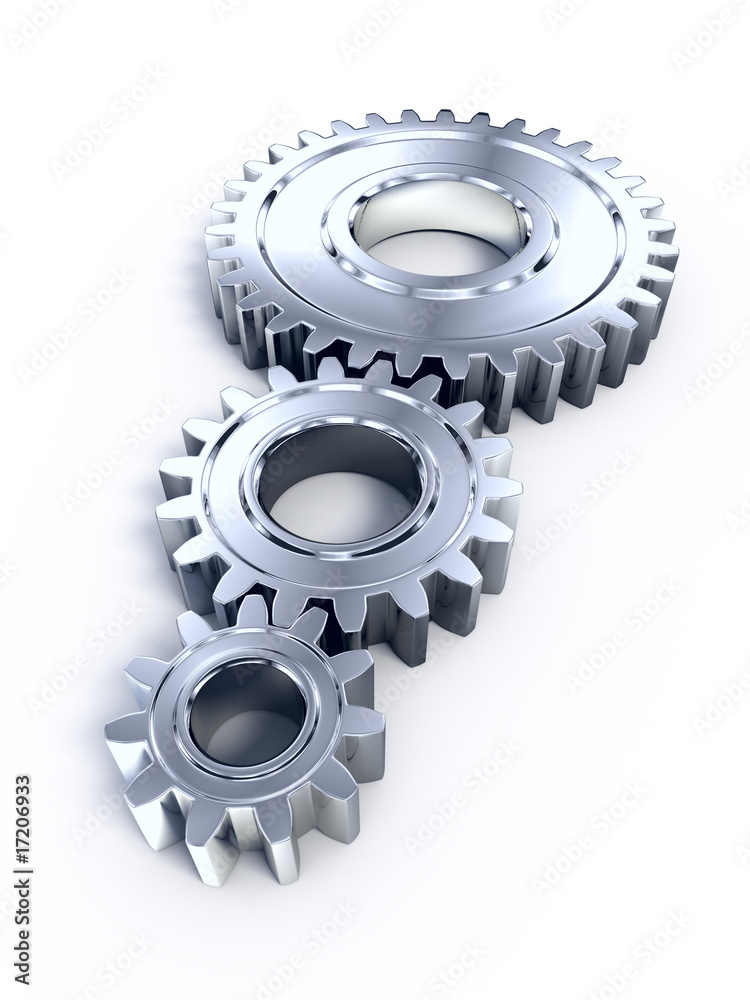 Gears on white surface