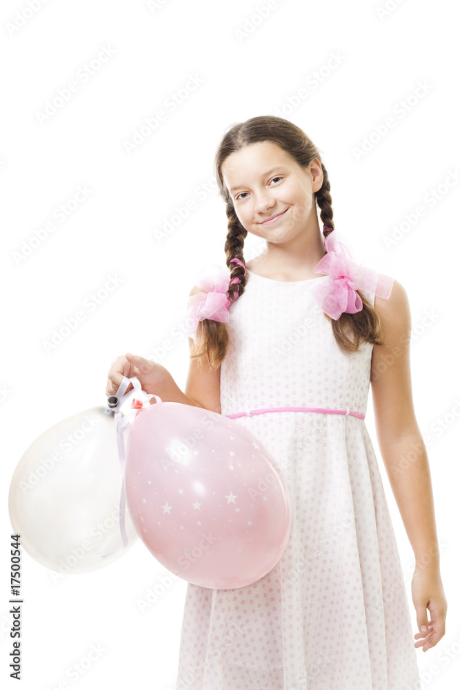 带粉色气球的少女