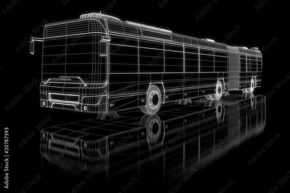 铰接跪式公交车-透视三维结构