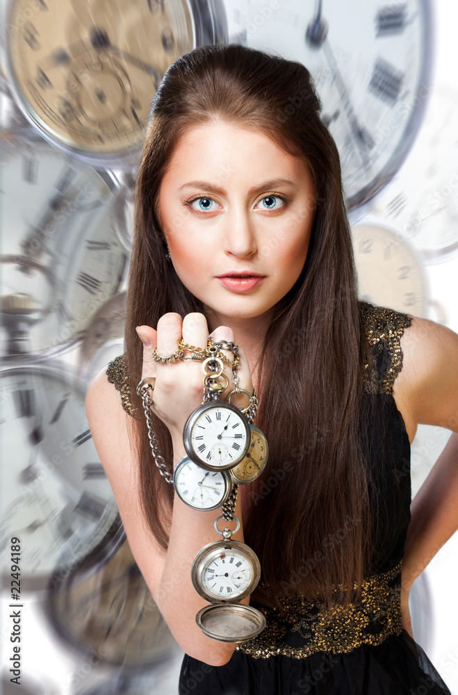 Woman with pocket watches