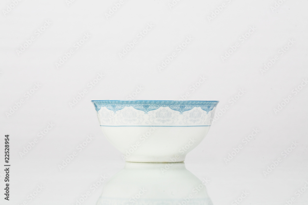 Blue and white porcelain bowl on the table