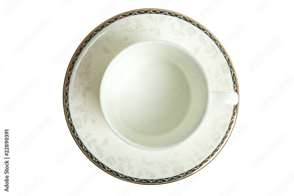 空白咖啡杯和茶托