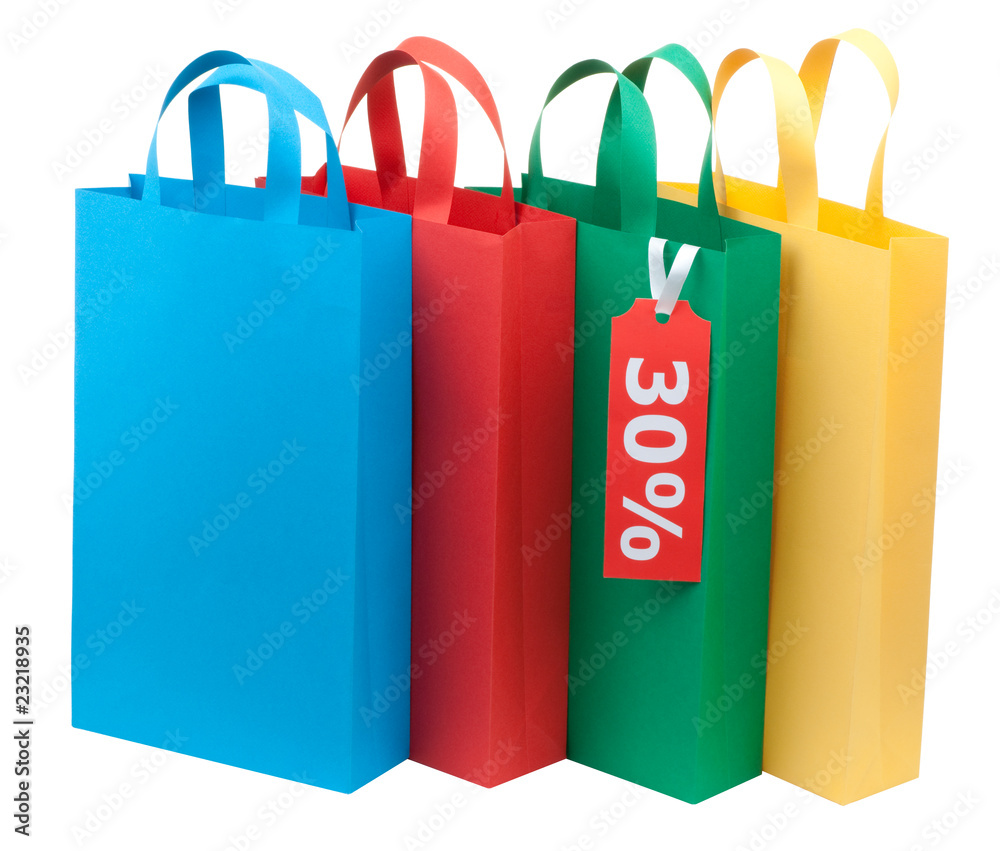 Four colorful shopping bags