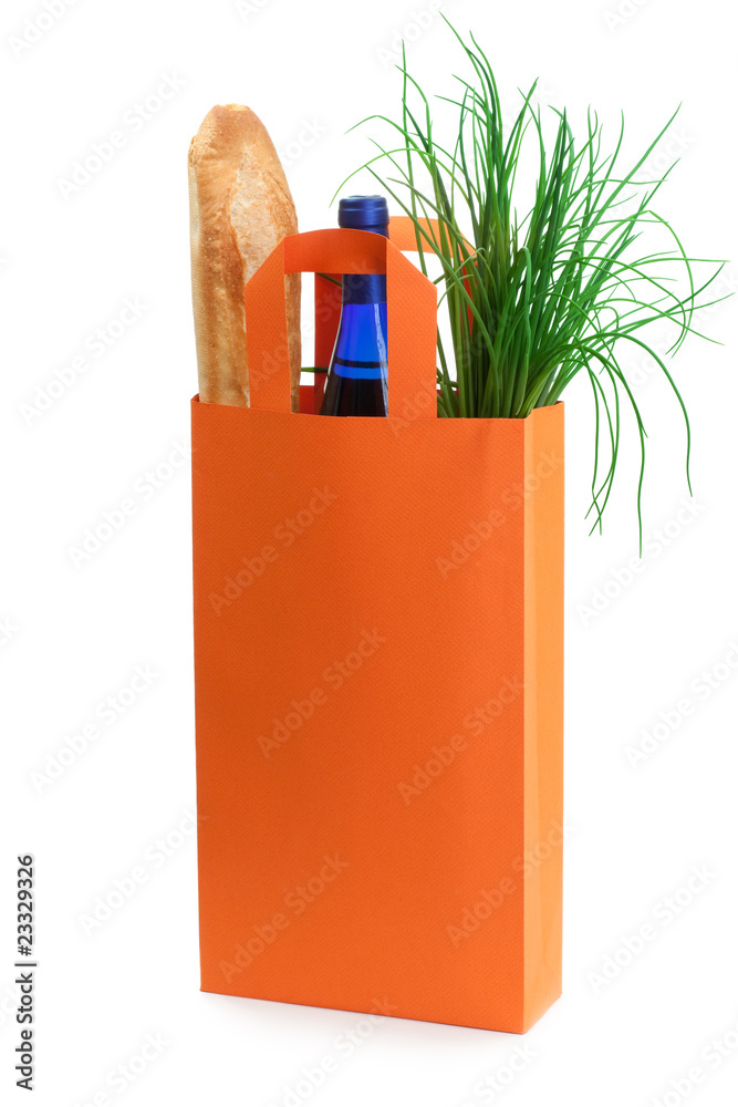 装杂货的橙色袋子