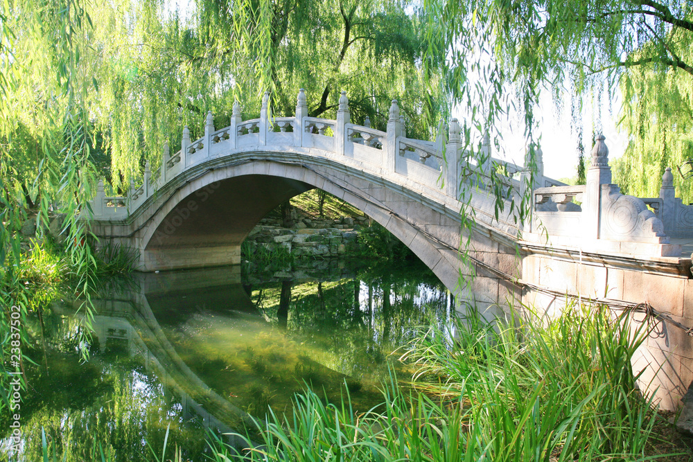 北京花园中的复古桥