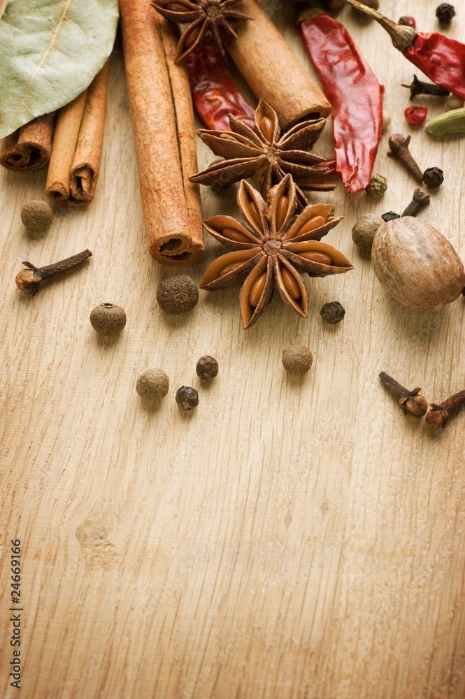 Various Spices background