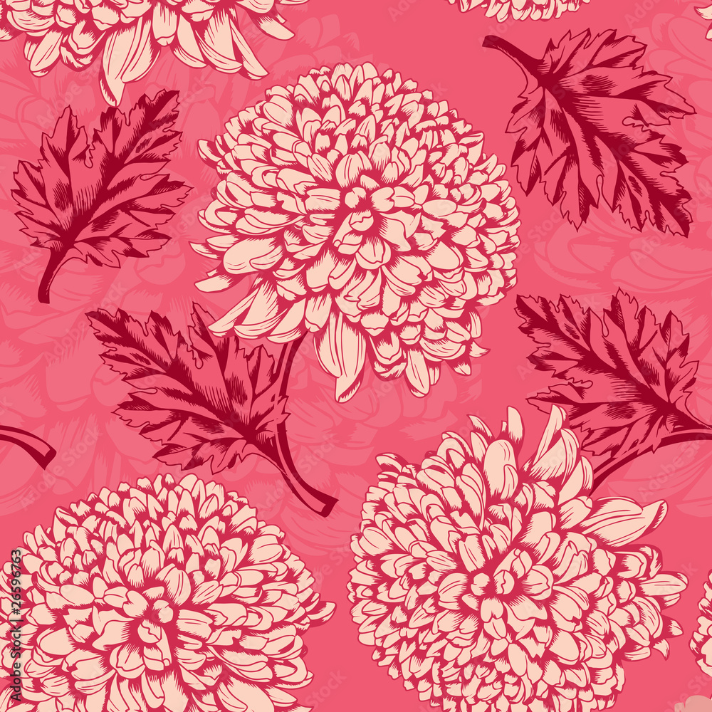 Excellent seamless pattern with chrysanthemum