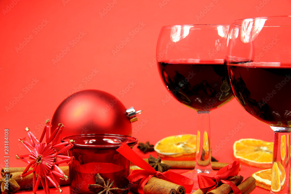 Christmas theme with red wine