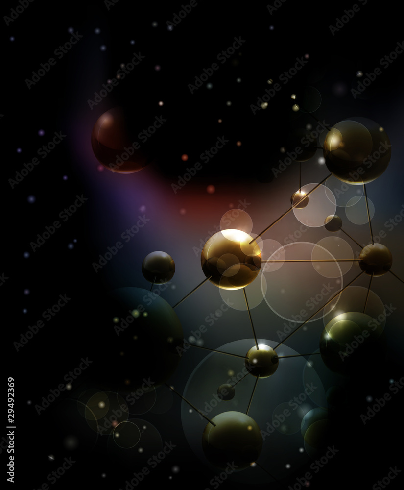 Futuristic background with molecules black