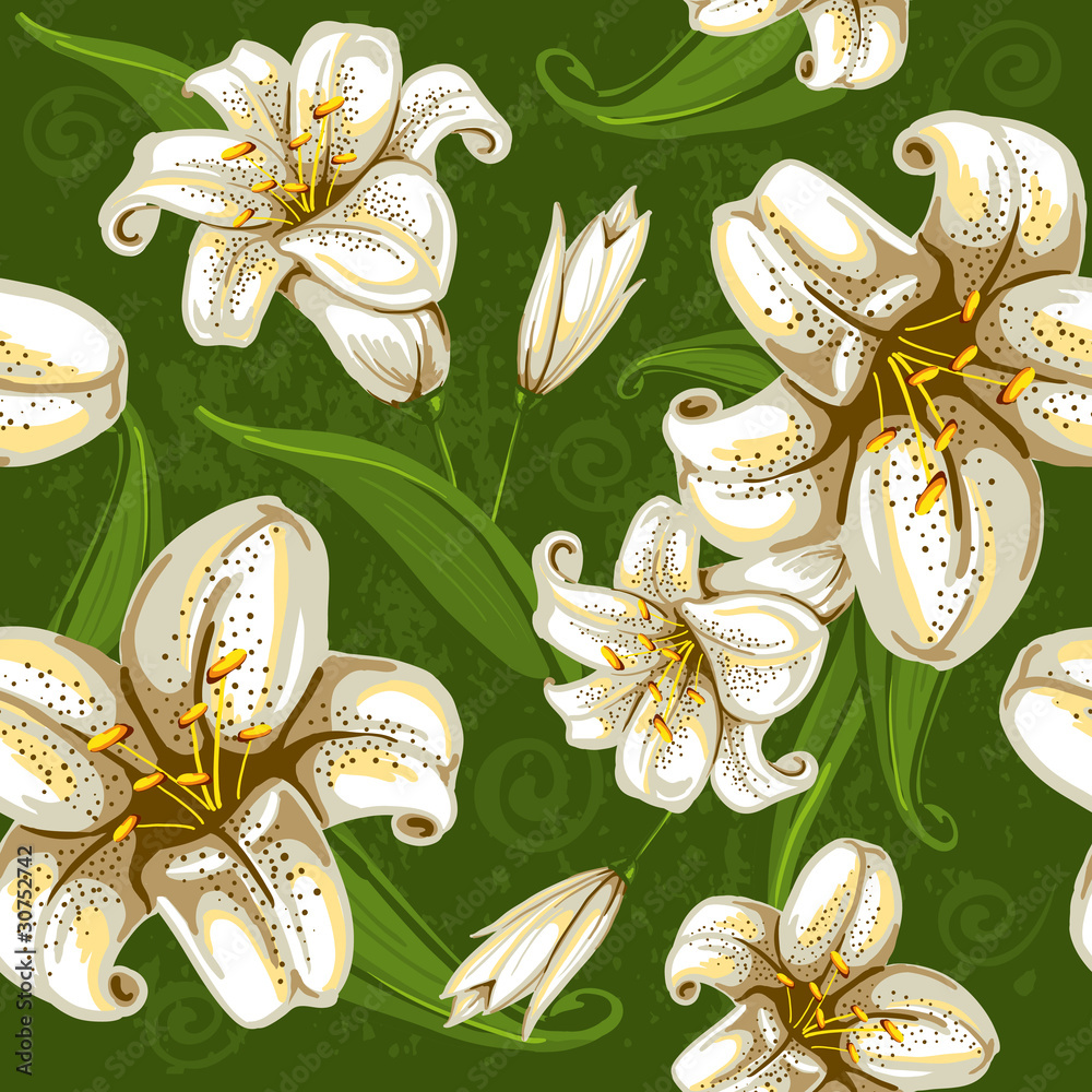 seamless pattern with lilies
