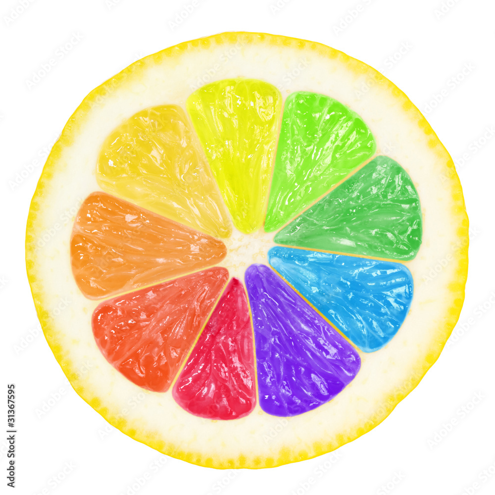 彩色柠檬保存，带有单个颜色的剪切路径