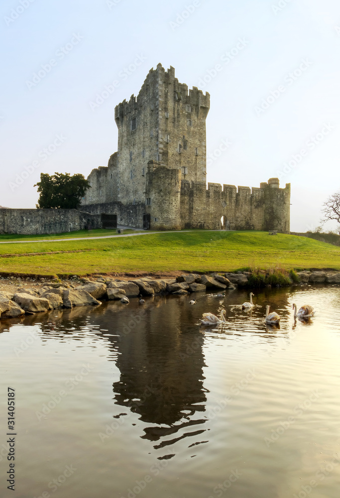 基拉尼的罗斯城堡，带倒影-爱尔兰