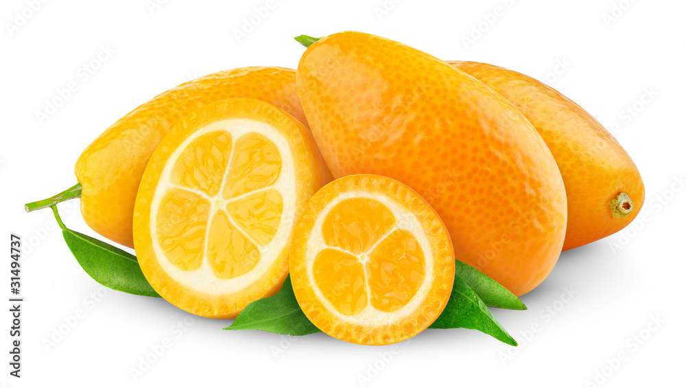 分离的柑橘类水果。在白色背景下分离的新鲜金橘
