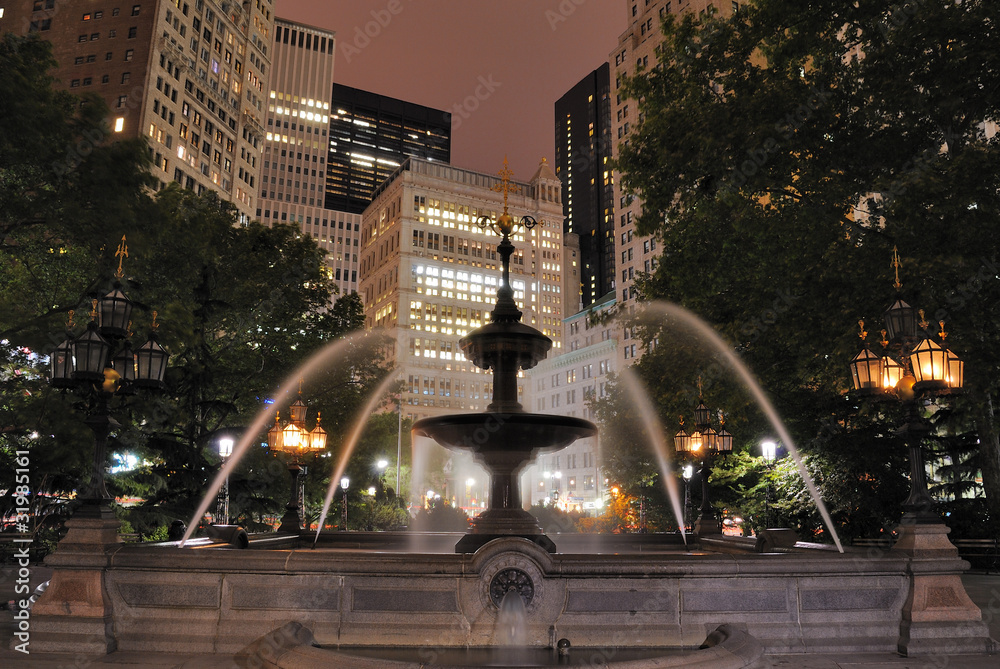 纽约市政厅公园喷泉