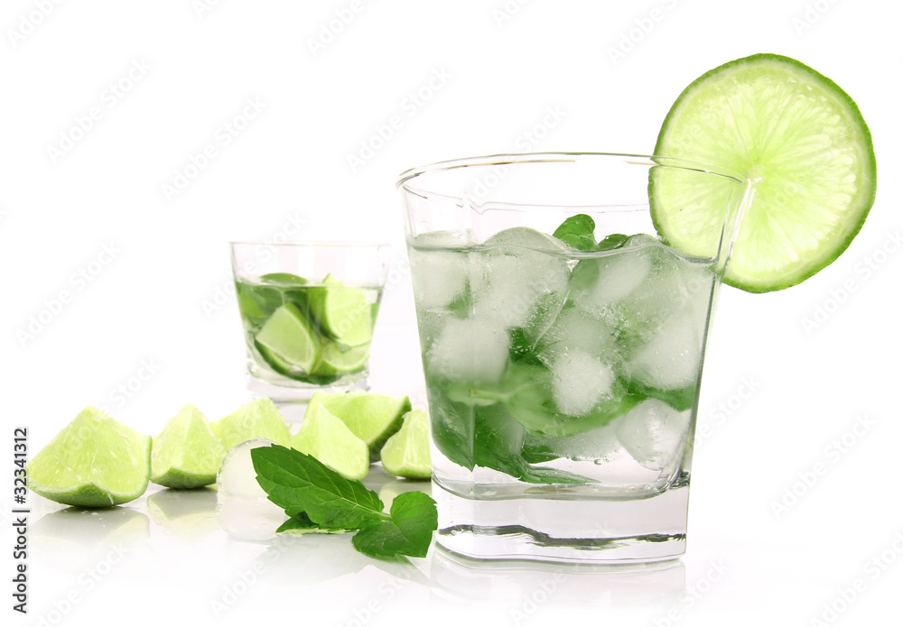 Mojito drinks isolated on white background