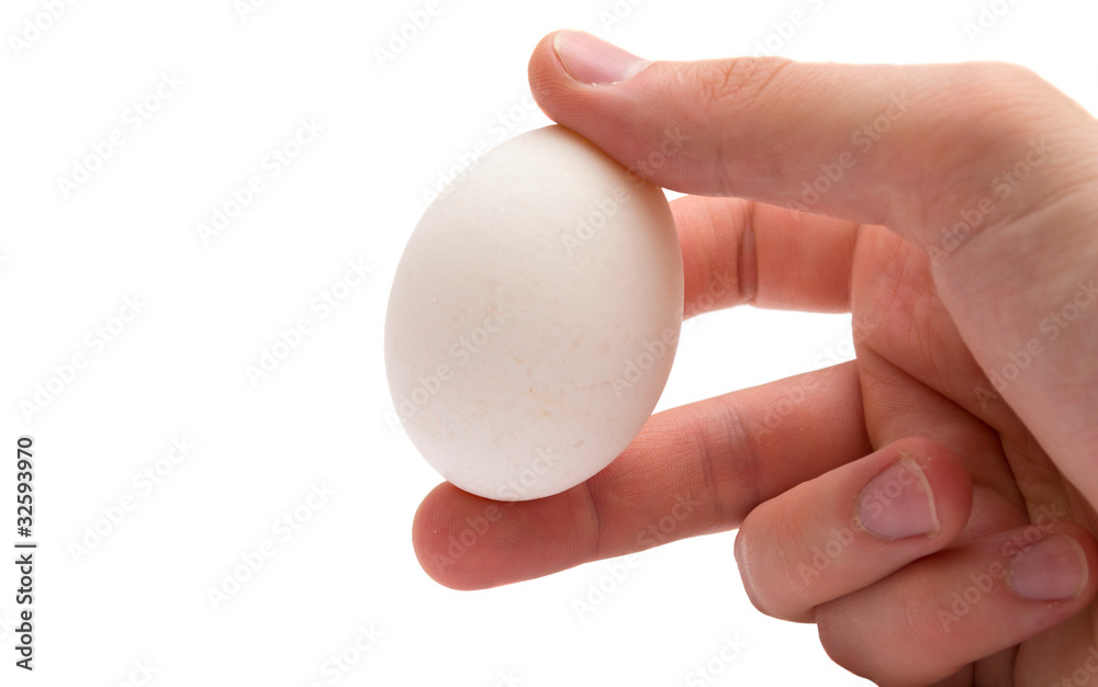 手拿着一个鸡蛋。被隔离了。