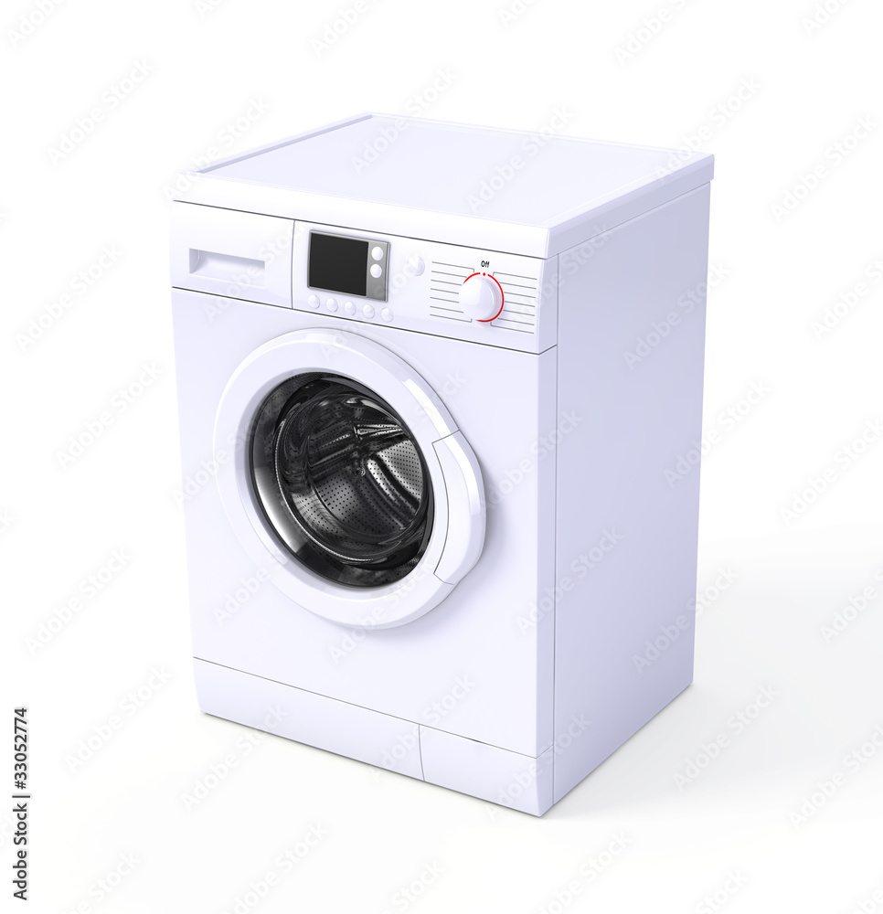 洗衣机在白色上隔离-3d渲染