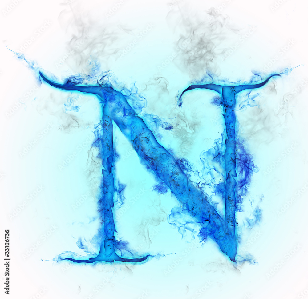 蓝色墨水设计的字母N