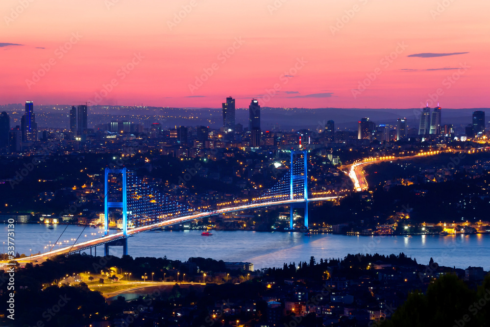 日落时分的伊斯坦布尔博斯普鲁斯桥