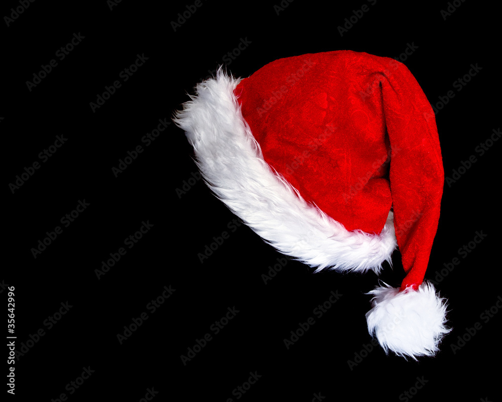 santas hat isolated on black background