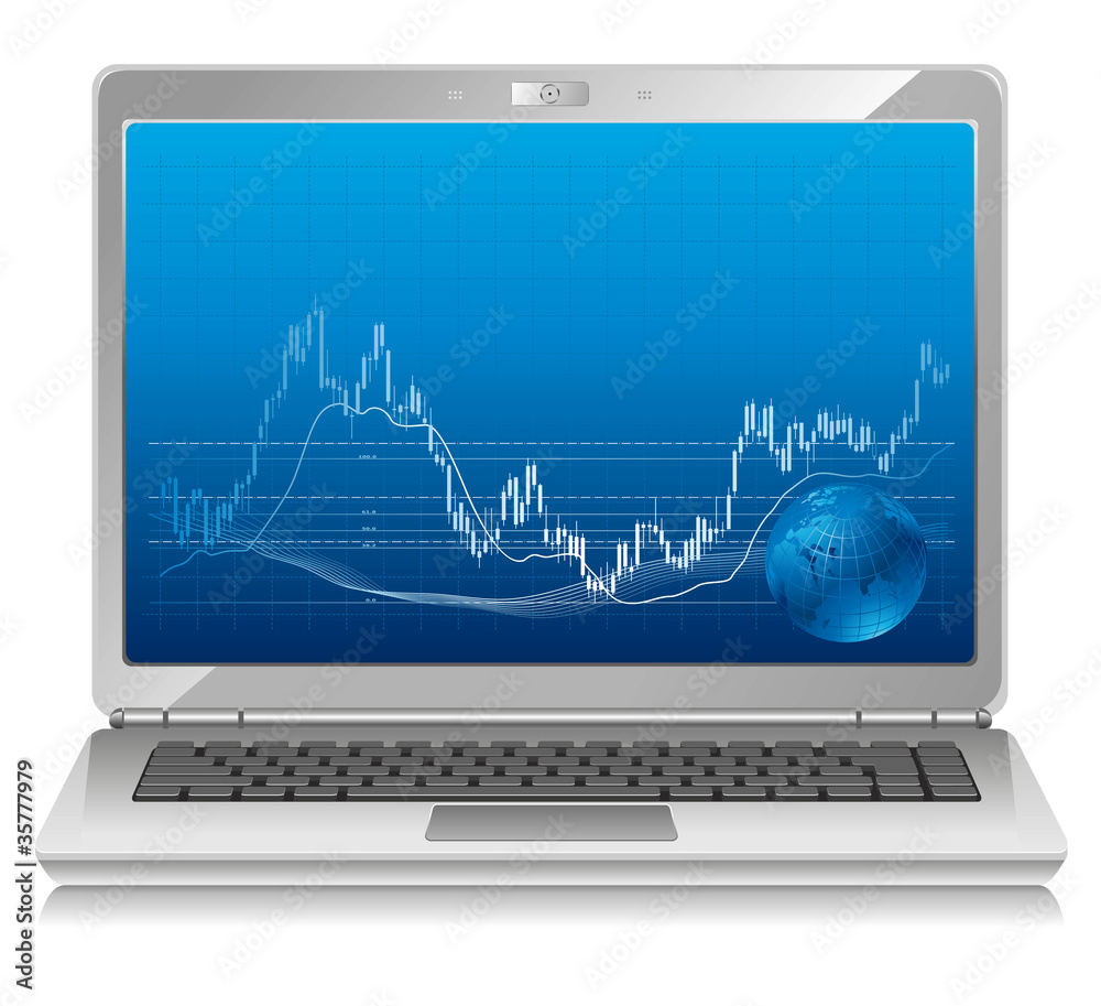Stock chart on laptop