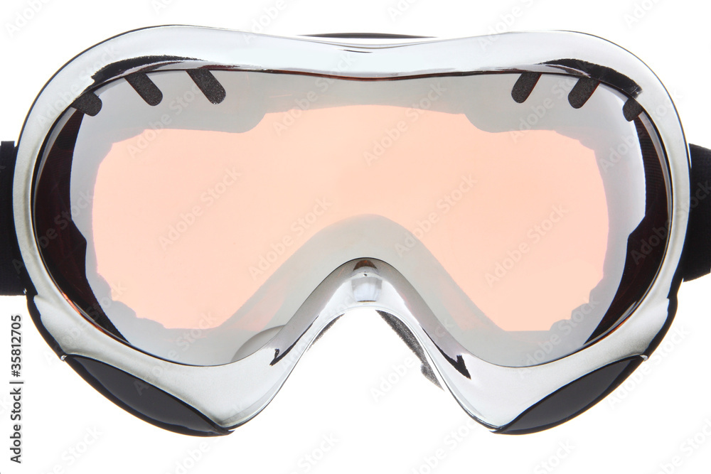 漂亮的银色滑雪护目镜