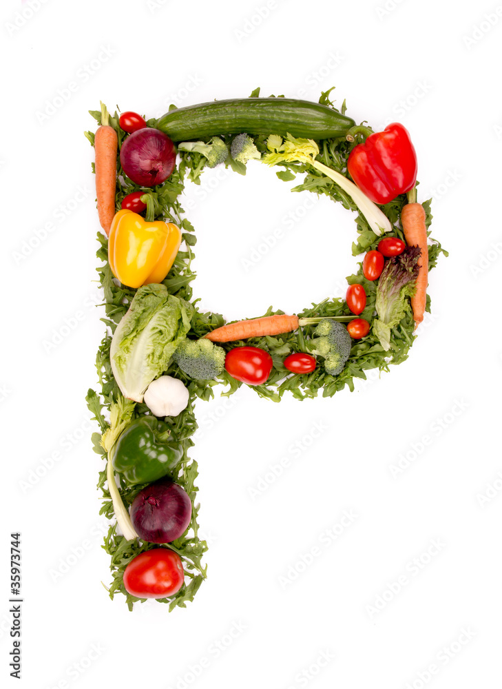 蔬菜字母表字母P