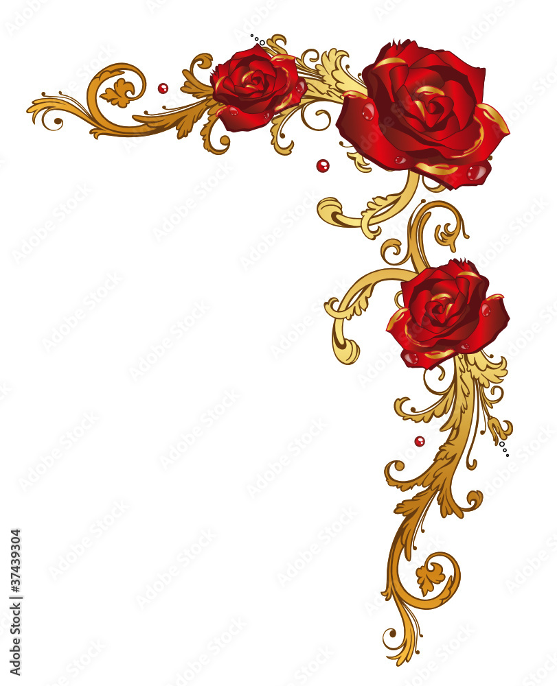 Rosen, Rosenranke, flora, Blumen, Blüten, rot, gold