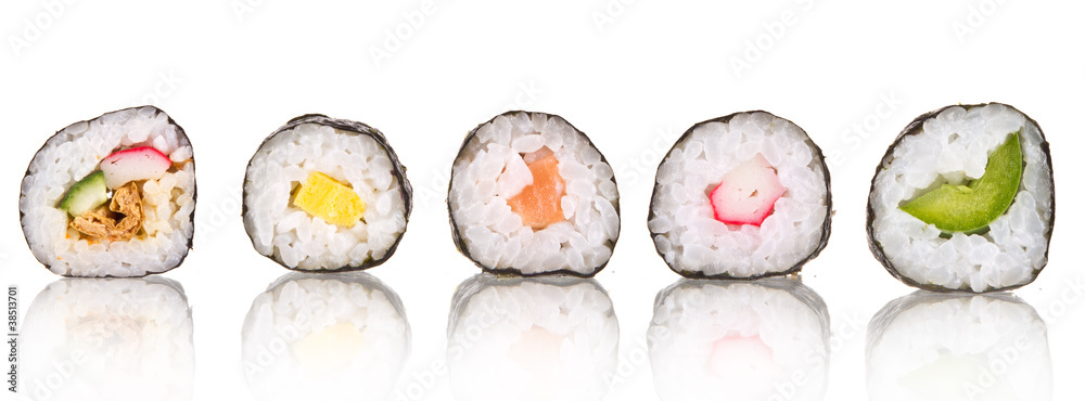 寿司单品集，白底隔离