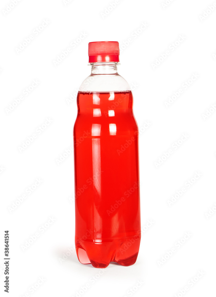 白色背景下隔离的红色水瓶