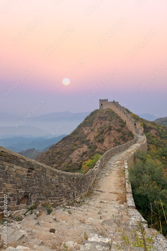 great wall with sunrise