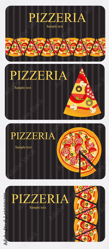 披萨菜单模板，矢量插图