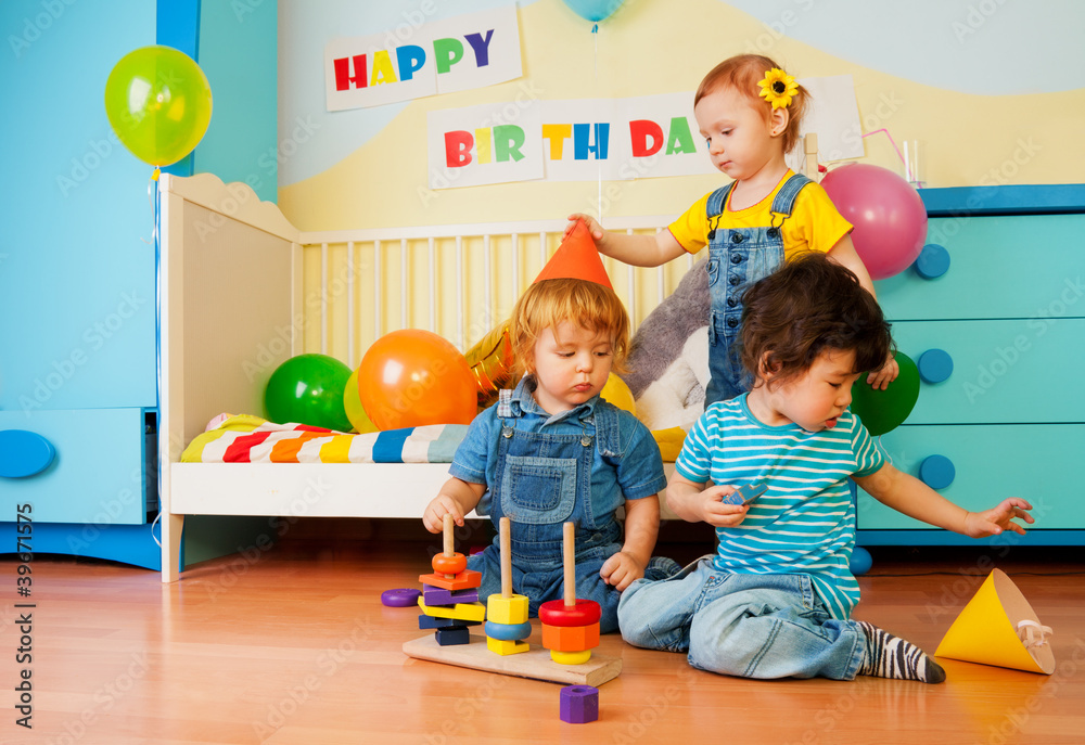 Kids playing on birthday party