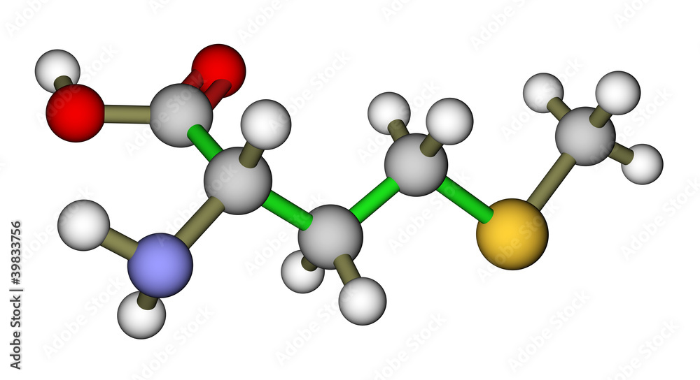 Essential amino acid methionine molecular structure