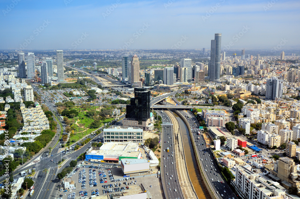 Tel Aviv, Israel Skyline looking towards Ramat Gan