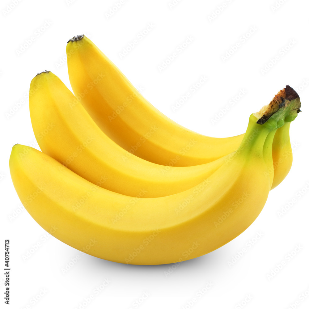 白色背景下分离的香蕉束