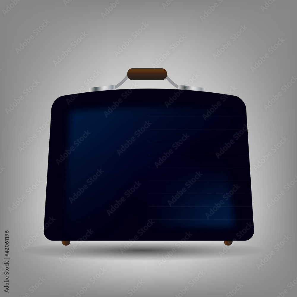 蓝色行李箱图标矢量插图