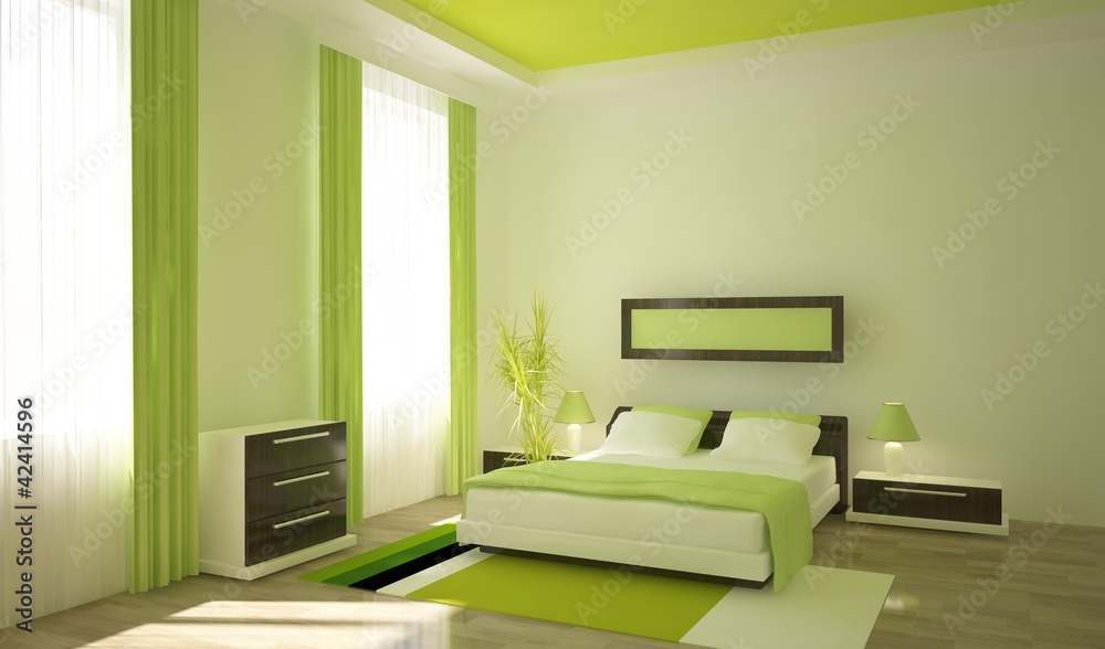家中的绿色卧室