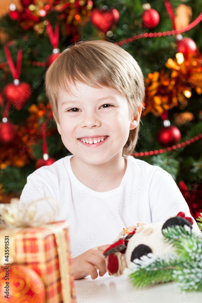 Happy smiling kid in Christmas