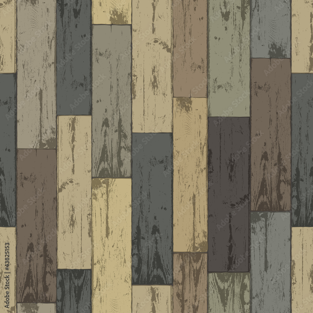 木制多色木板。无缝图案，矢量插图