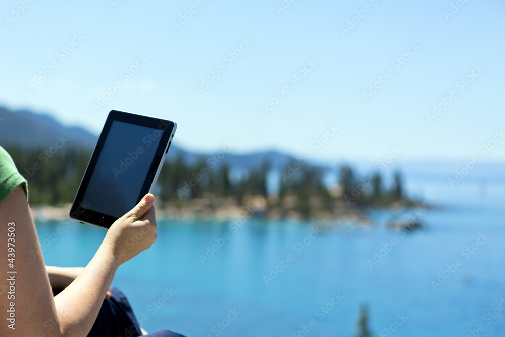 digital tablet outdoors