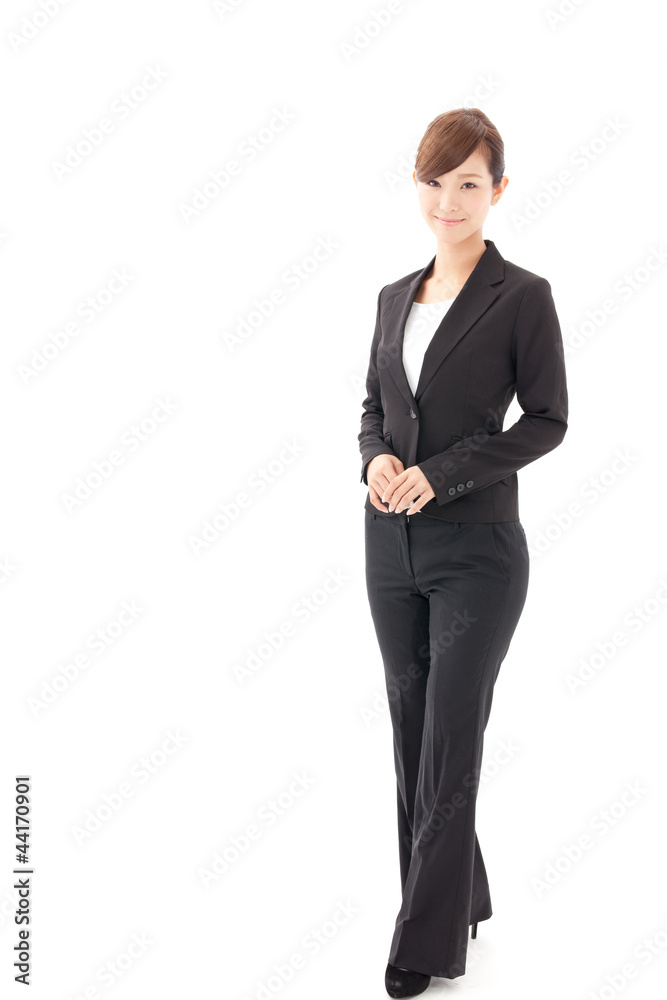 asian businesswoman on white background