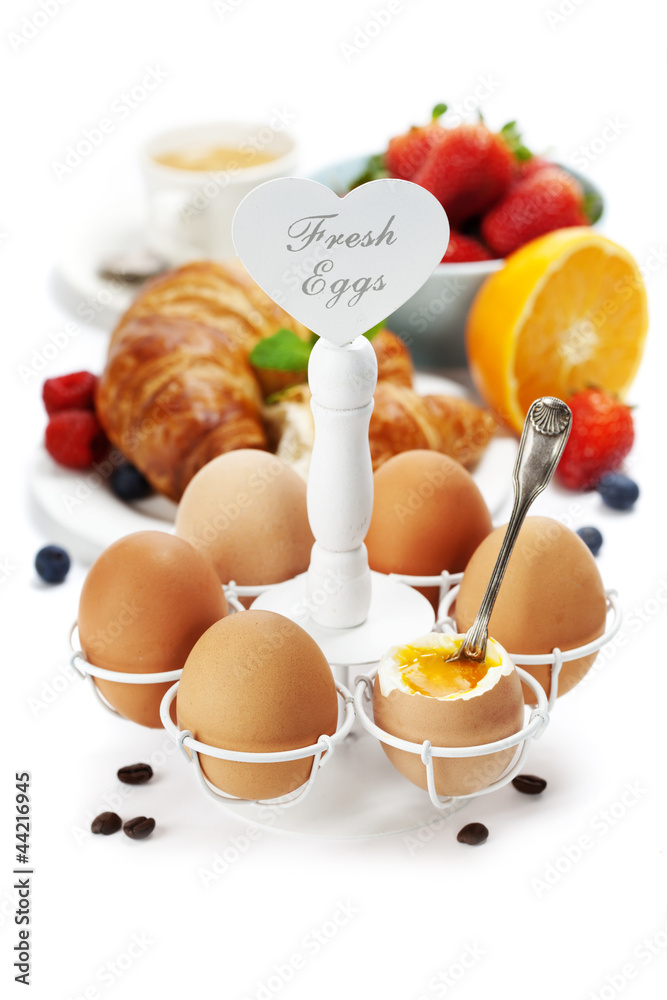 Fresh healthy breakfast with eggs
