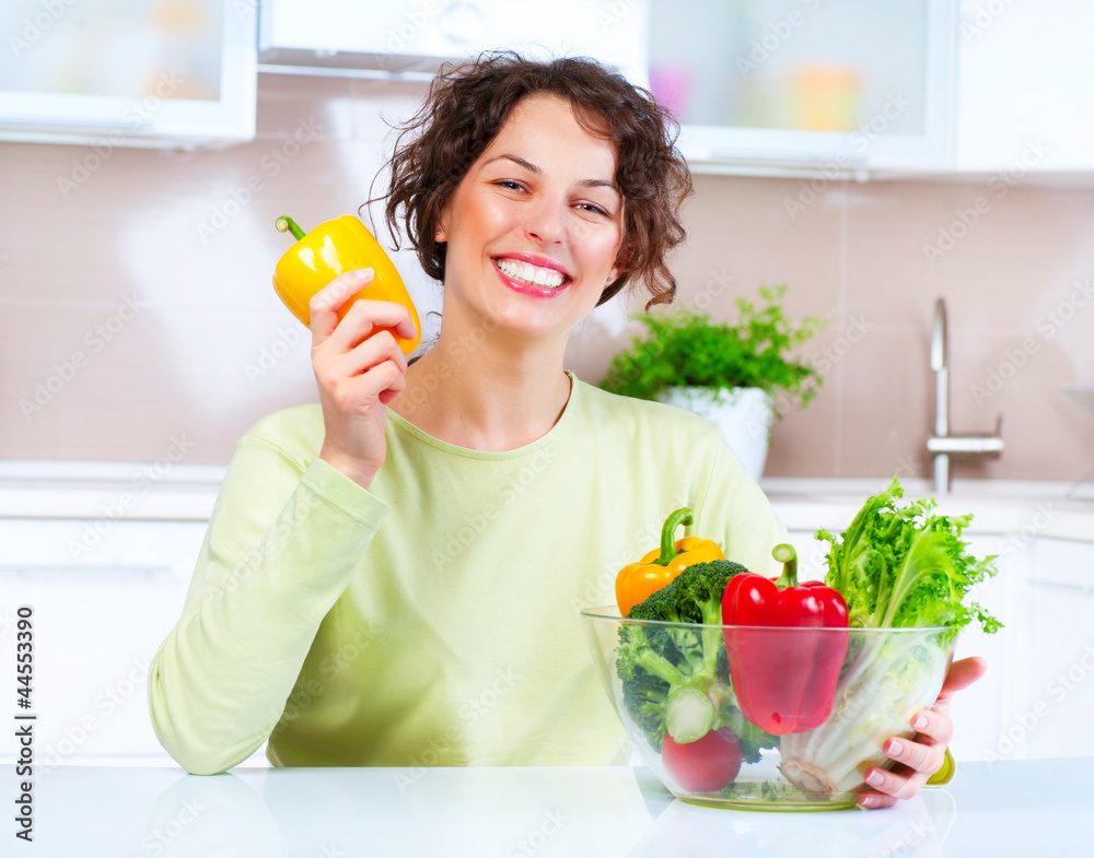 Beautiful Young Woman with healthy food