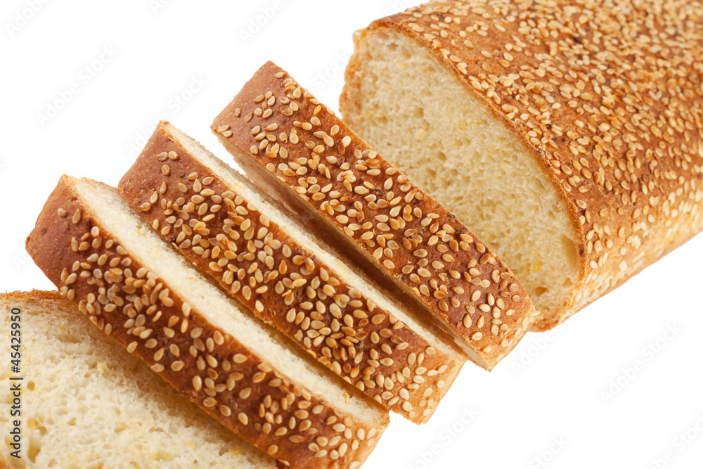 Slices of white bread with sesame seeds