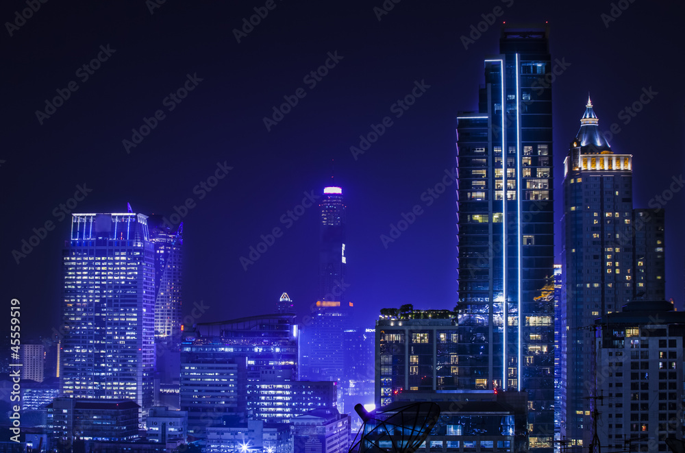 Bangkok night city view