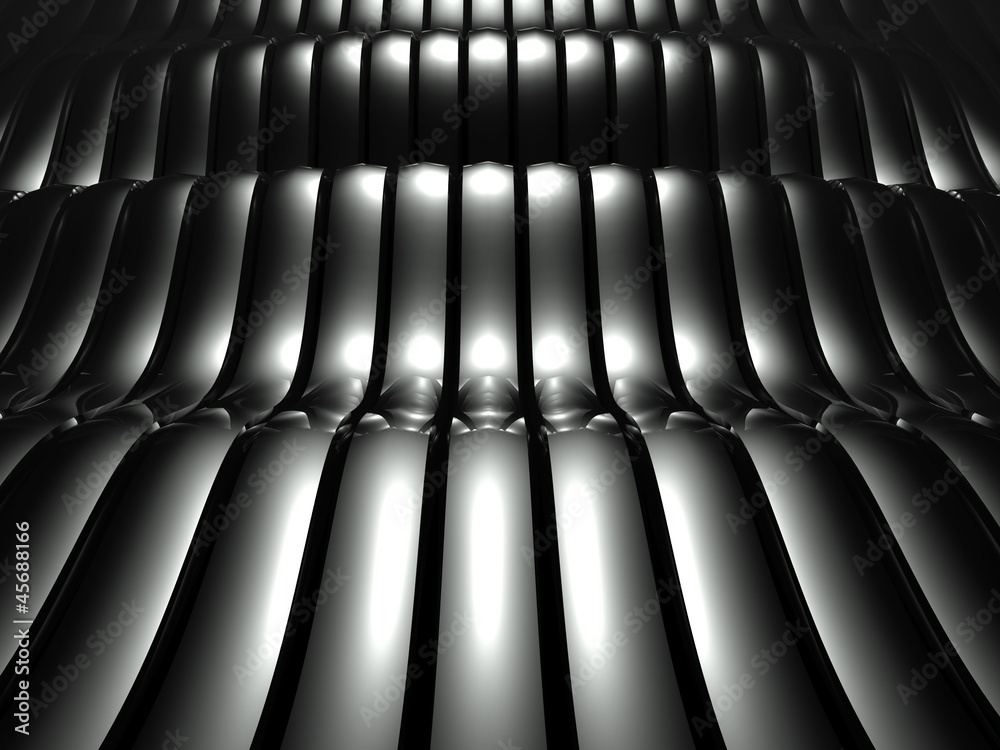 3d波浪形铝背景抽象银色图案